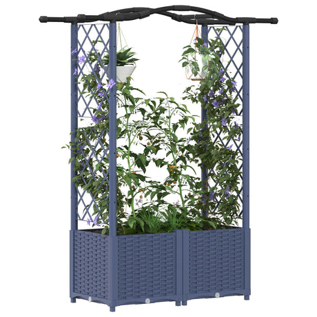Vidaxl verhoogd bed met trellis en dak grijs 125 x 40 x 138 cm pp
