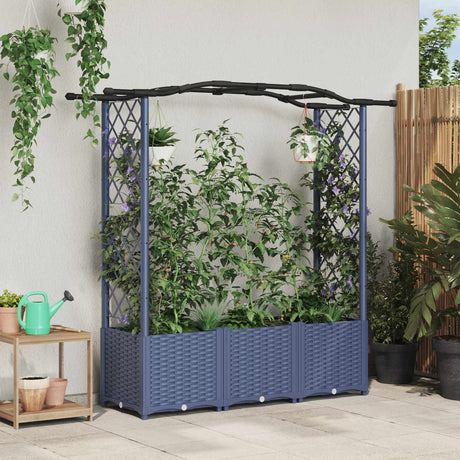 Vidaxl verhoogd bed met trellis en dak grijs 164 x 40 x 138 cm pp