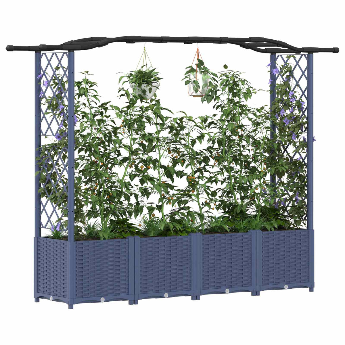 Vidaxl verhoogd bed met trellis en dak grijs 204 x 40 x 138 cm pp