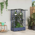 Vidaxl verhoogd bed met trellis en dak grijs 124 x 40 x 123 cm pp