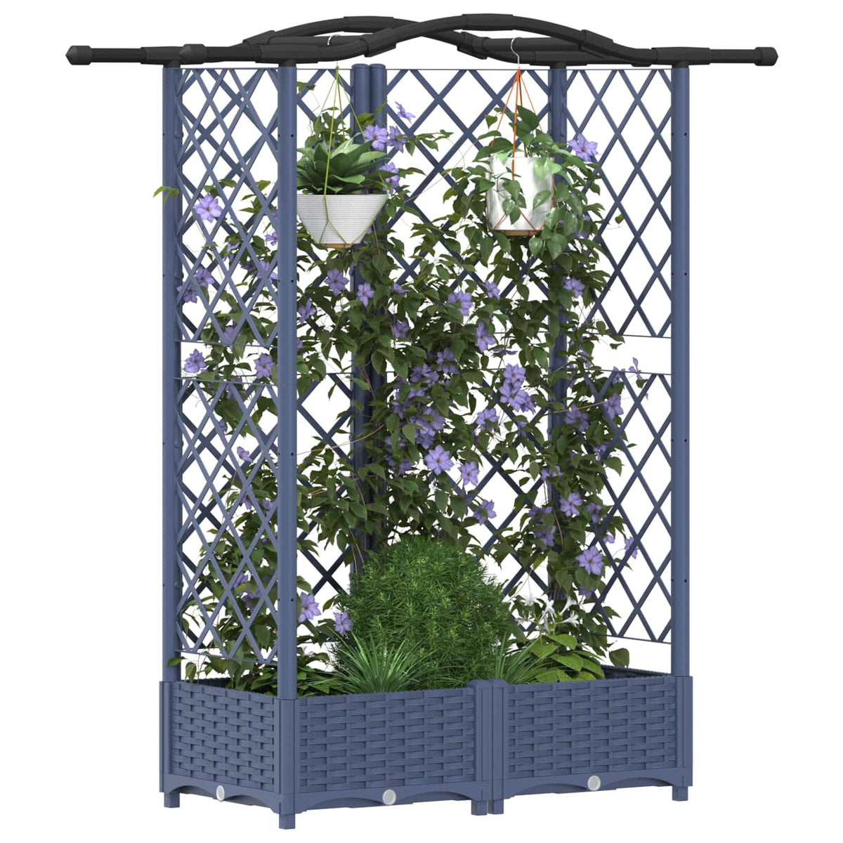 Vidaxl verhoogd bed met trellis en dak grijs 124 x 40 x 123 cm pp