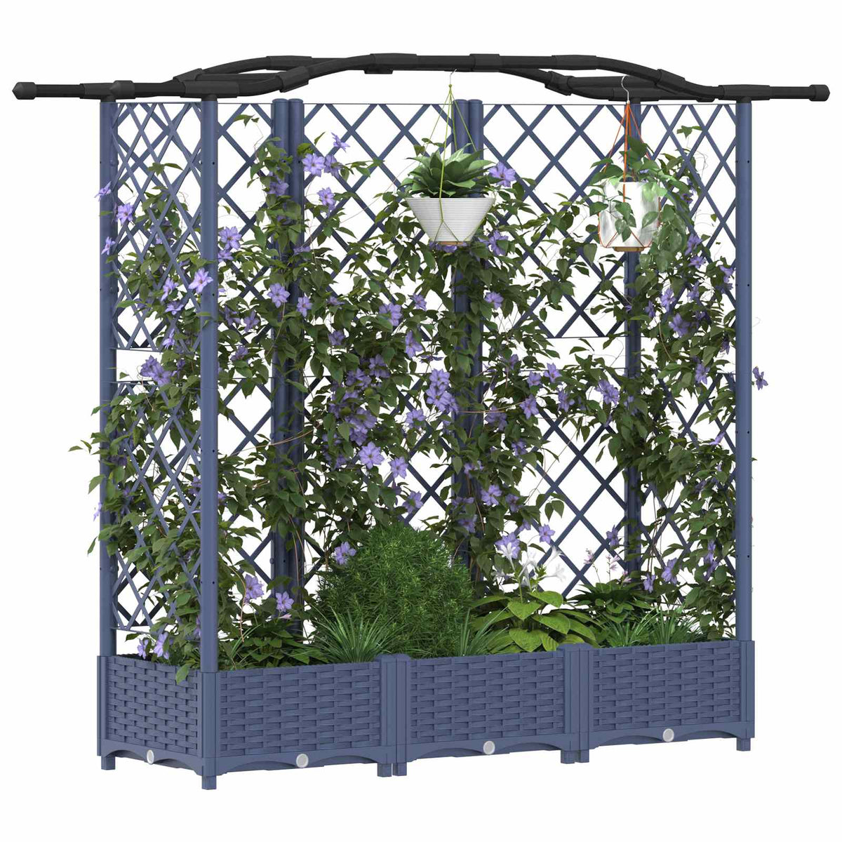 Vidaxl verhoogd bed met trellis en dak grijs 163 x 40 x 123 cm pp