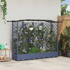 Vidaxl verhoogd bed met trellis en dak grijs 203,5 x 40 x 123 cm pp
