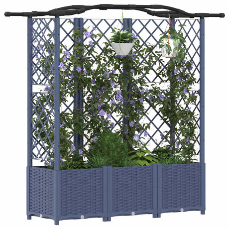 Vidaxl verhoogd bed met trellis en dak grijs 163 x 40 x 138 cm pp