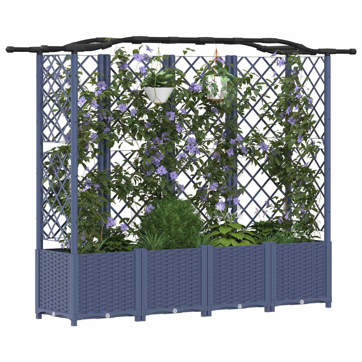 Vidaxl verhoogd bed met trellis en dak grijs 204 x 40 x 138 cm pp