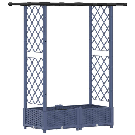 Vidaxl verhoogd bed met trellis en dak grijs 122,5 x 40 x 121 cm pp