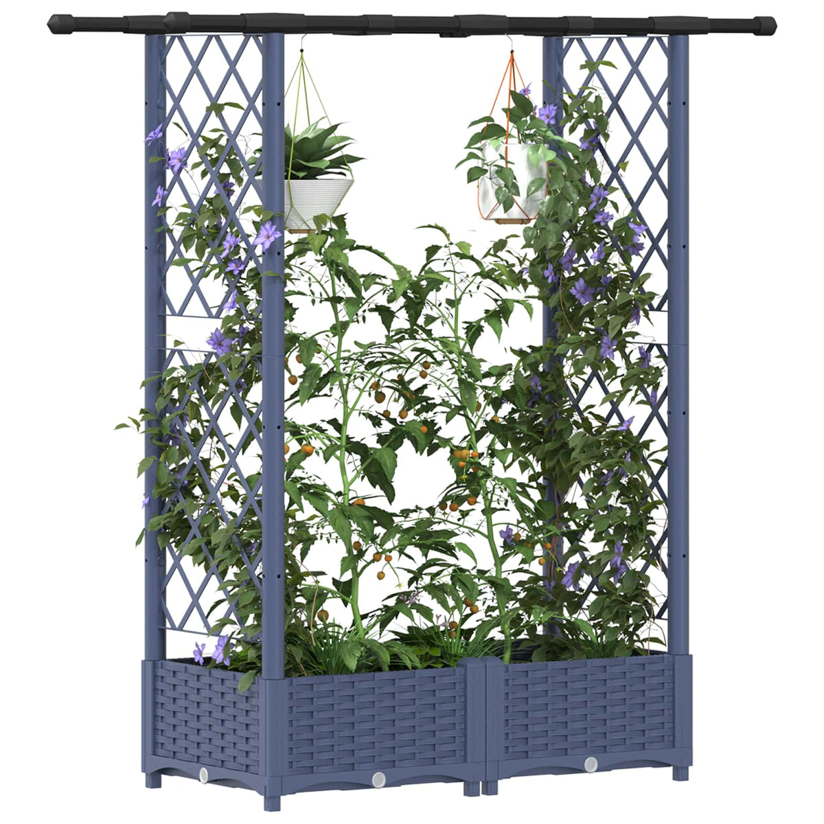 Vidaxl verhoogd bed met trellis en dak grijs 122,5 x 40 x 121 cm pp
