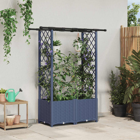 Vidaxl verhoogd bed met trellis en dak grijs 124,5 x 40 x 136 cm pp