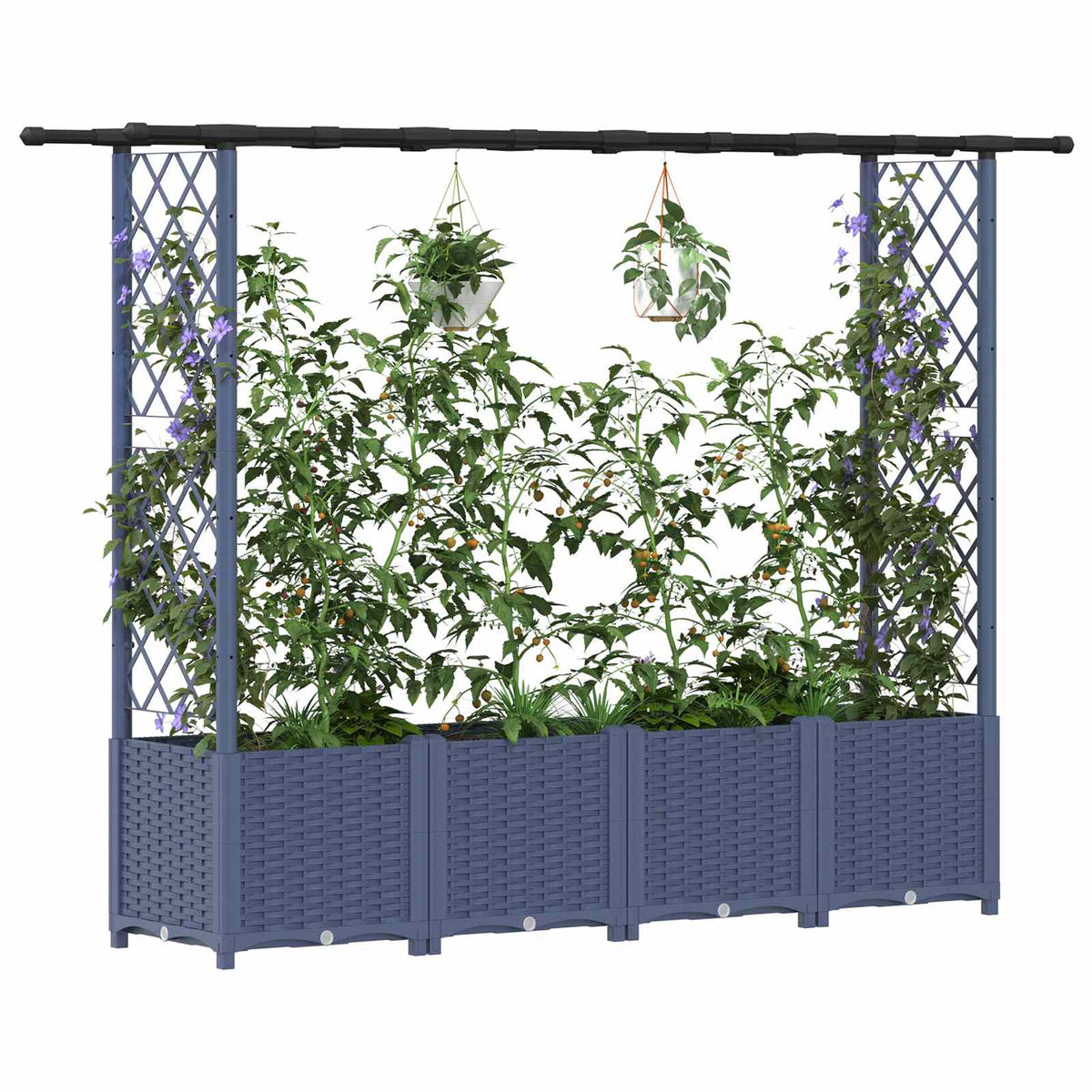 Vidaxl verhoogd bed met trellis en dak grijs 203 x 40 x 136 cm pp