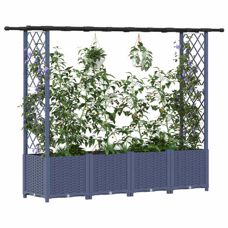 Vidaxl verhoogd bed met trellis en dak grijs 203 x 40 x 136 cm pp
