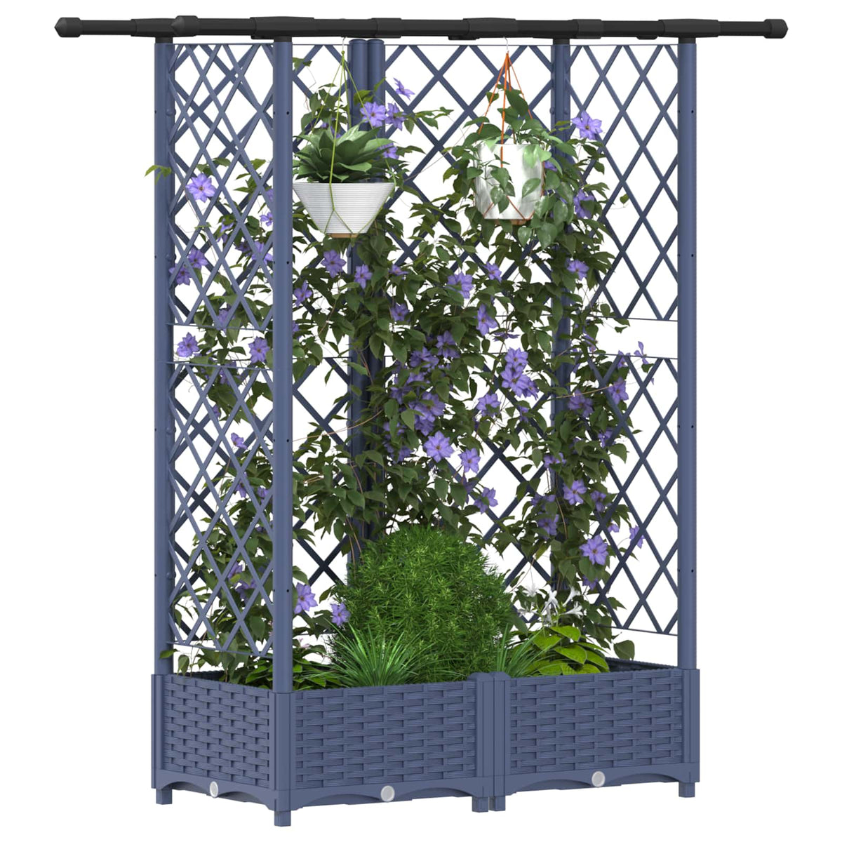 Vidaxl verhoogd bed met trellis en dak grijs 124 x 40 x 121 cm pp