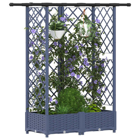 Vidaxl verhoogd bed met trellis en dak grijs 124 x 40 x 121 cm pp