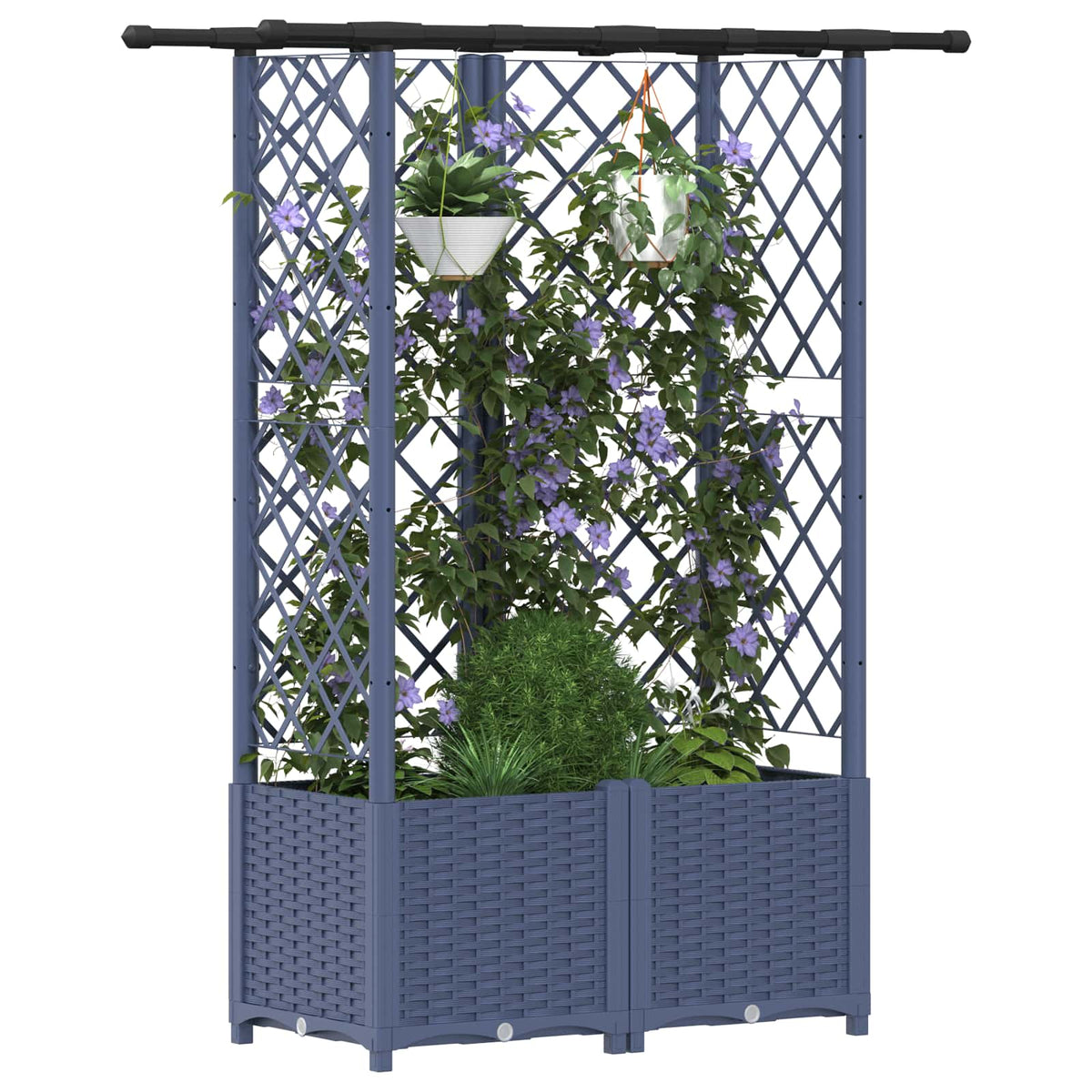 Vidaxl verhoogd bed met trellis en dak grijs 124 x 40 x 136 cm pp