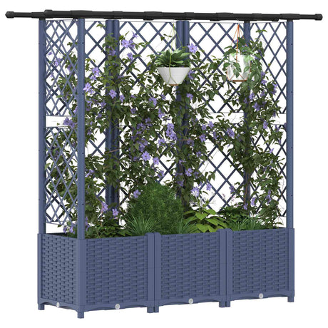 Vidaxl verhoogd bed met trellis en dak grijs 163,5 x 40 x 136 cm pp