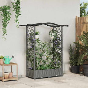 Vidaxl verhoogd bed met trellis en dak lichtgrijs 124 x 40 x 123 cm pp