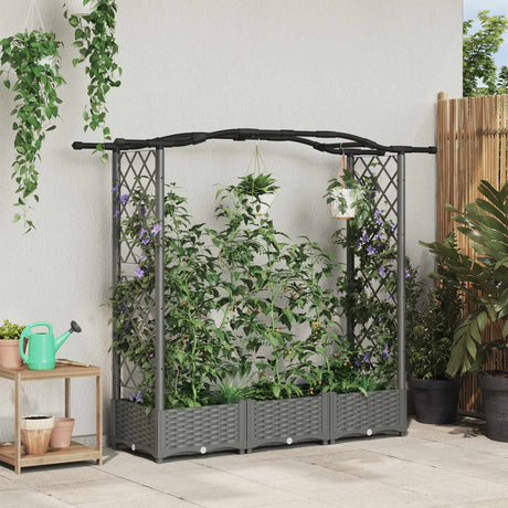 Vidaxl verhoogd bed met trellis en dak lichtgrijs 169 x 40 x 123 cm pp