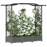 Vidaxl verhoogd bed met trellis en dak lichtgrijs 169 x 40 x 123 cm pp
