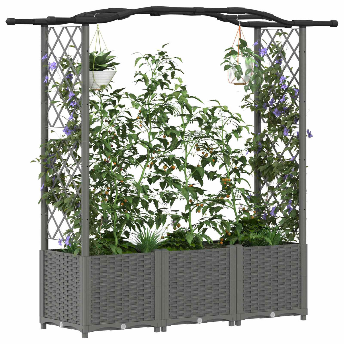 Vidaxl verhoogd bed met trellis en dak lichtgrijs 164 x 40 x 138 cm pp