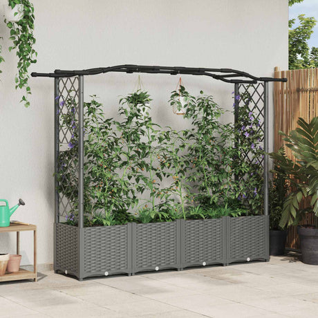 Vidaxl verhoogd bed met trellis en dak lichtgrijs 204 x 40 x 138 cm pp