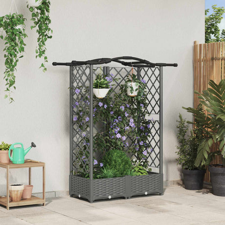 Vidaxl verhoogd bed met trellis en dak lichtgrijs 124 x 40 x 123 cm pp