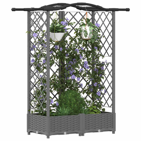 Vidaxl verhoogd bed met trellis en dak lichtgrijs 124 x 40 x 123 cm pp