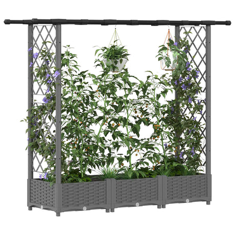 Vidaxl verhoogd bed met trellis en dak lichtgrijs 164 x 40 x 121 cm pp