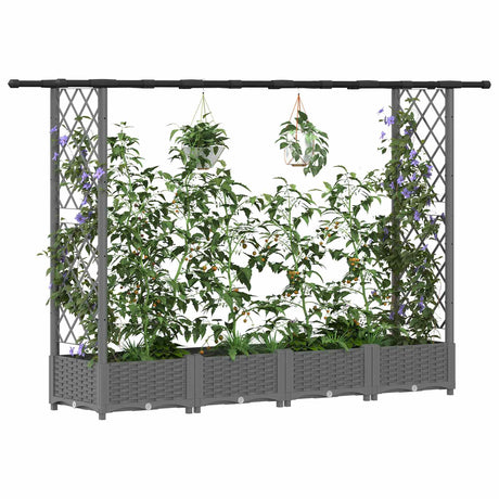 Vidaxl verhoogd bed met trellis en dak lichtgrijs 203 x 40 x 121 cm pp