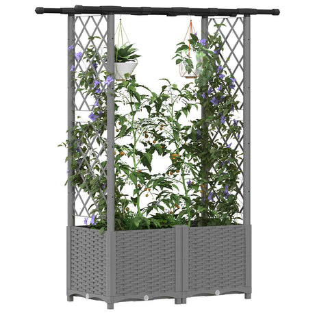 Vidaxl verhoogd bed met trellis en dak lichtgrijs 124,5 x 40 x 136 cm