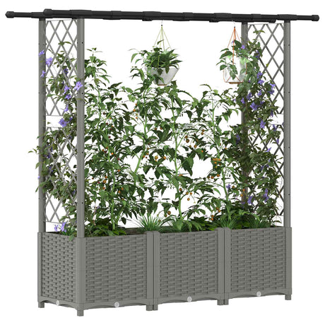 Vidaxl verhoogd bed met trellis en dak lichtgrijs 162,5 x 40 x 136 cm