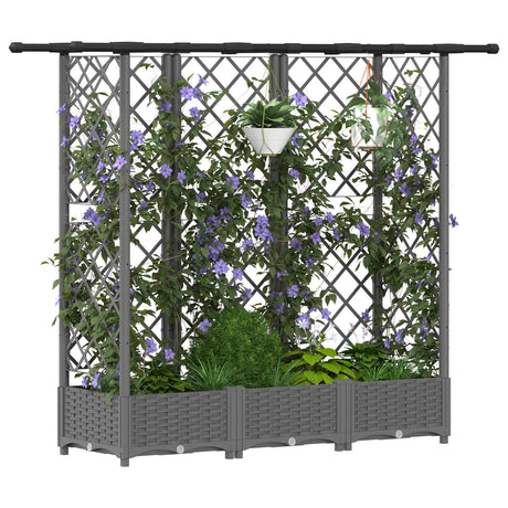 Vidaxl verhoogd bed met trellis en dak lichtgrijs 164 x 40 x 121 cm pp