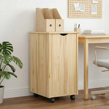 Vidaxl rolling kast met wiel bruin 34 x 39 x 65,5 cm massief vurenhout
