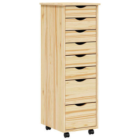 Vidaxl rolling cabinet met laden moss 34 x 39 x 103 cm heldere vernis