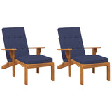 Vidaxl buiten kussen 2 st stof marineblauw 180 x 55 x 7 cm