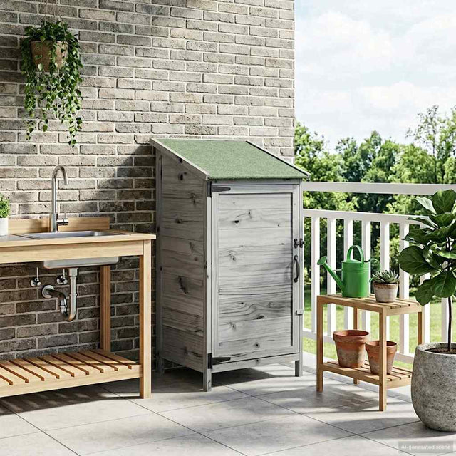 Vidaxl tuinschuur grijs 59,5 x 56 x 113,5 cm massief vurenhout
