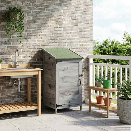 Vidaxl tuinschuur grijs 59,5 x 56 x 113,5 cm massief vurenhout
