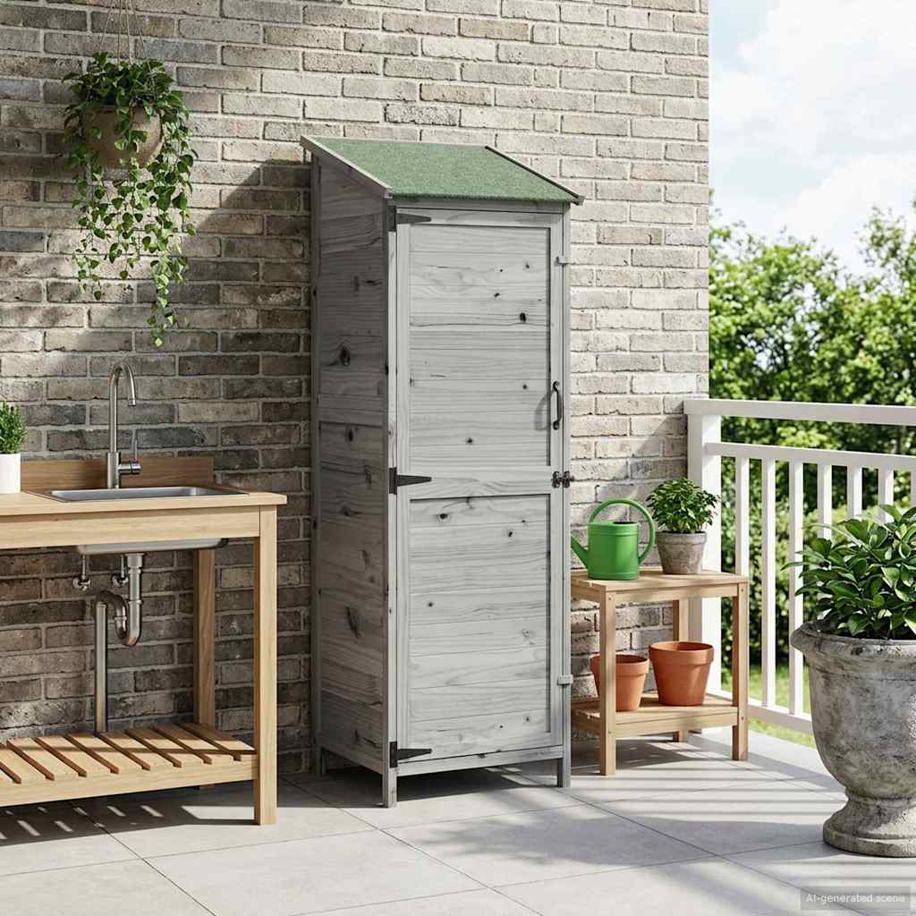 Vidaxl tuinschuur met dak grijs 59,5 x 56 x 176,5 cm massief vurenhout