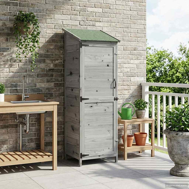 Vidaxl tuinschuur met dak grijs 59,5 x 56 x 176,5 cm massief vurenhout