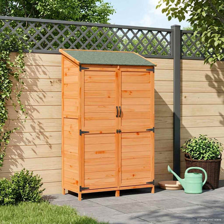 Vidaxl tuinschuur met dak bruin 106,5 x 56 x 176 cm massief vurenhout