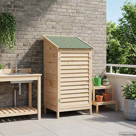 Vidaxl tuinschuur naturel 59,5 x 56 x 113,5 cm massief vurenhout