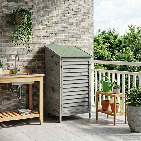 Vidaxl tuinschuur grijs 59,5 x 56 x 113,5 cm massief vurenhout
