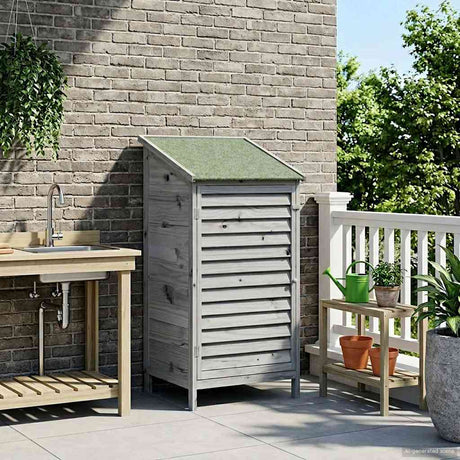 Vidaxl tuinschuur grijs 59,5 x 56 x 113,5 cm massief vurenhout