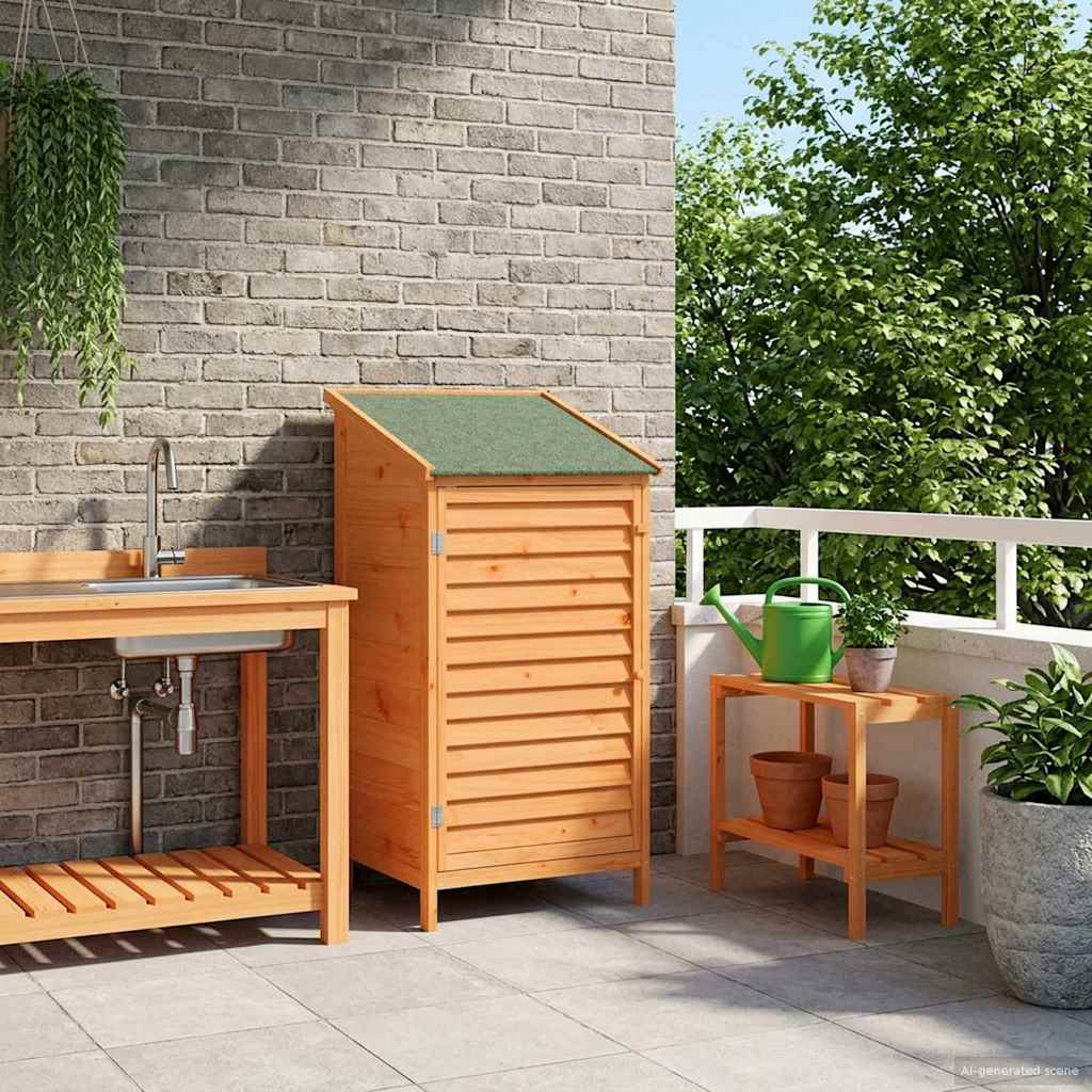 Vidaxl tuinschuur bruin 59,5 x 56 x 113,5 cm massief vurenhout