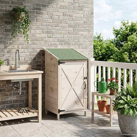 Vidaxl tuinschuur wit 59,5 x 56 x 113,5 cm massief vurenhout