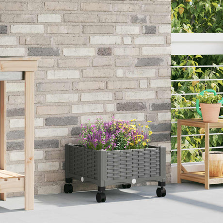 Vidaxl tuinschaal met wielen lichtgrijs 40 x 40 x 29 cm pp