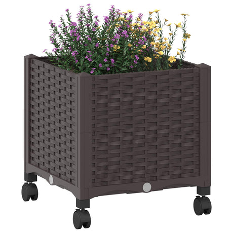 Vidaxl tuinschaal met wielen bruin 40 x 40 x 44 cm pp