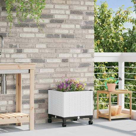 Vidaxl tuinschaal met wielen wit 40 x 40 x 48 cm pp