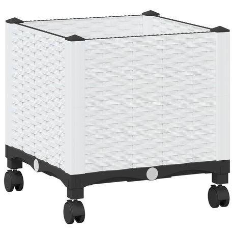 Vidaxl tuinschaal met wielen wit 40 x 40 x 48 cm pp