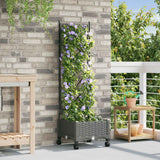 Vidaxl tuinplantbak met schutting en wielen lichtgrijs pp