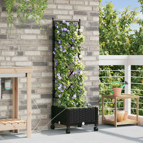Vidaxl tuin pot met irrigatie en wielen zwart 40 x 40 x 132 cm pp
