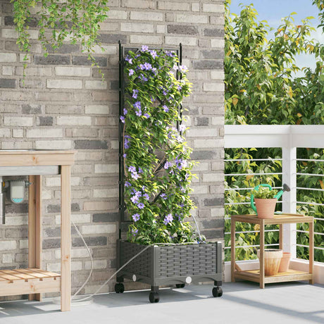 Vidaxl tuin pot met irrigatie en wielen lichtgrijs 40 x 40 x 132 cm pp